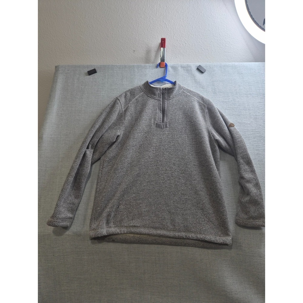 Orvis Classic Collection Sweater Mens XL Gray Quarter Zip Sherpa Lined Mock Neck